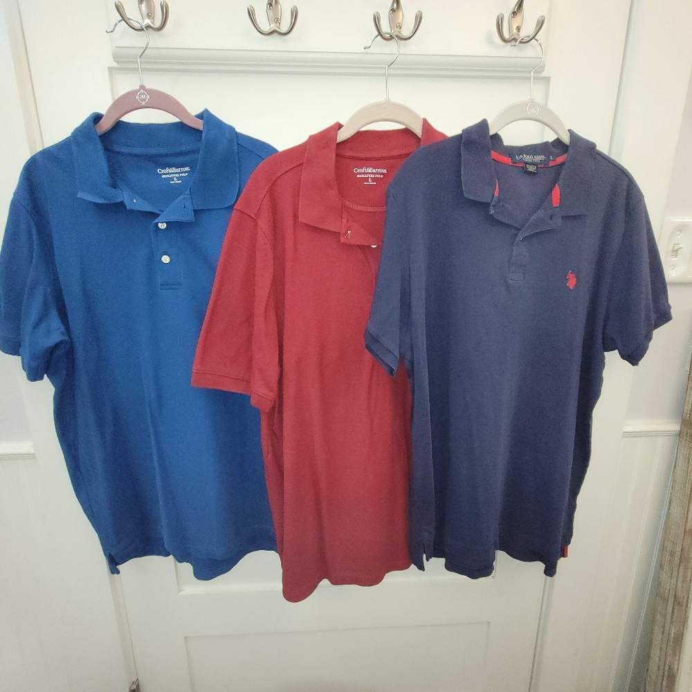 3 Men's Large Cotton Polo Shirts